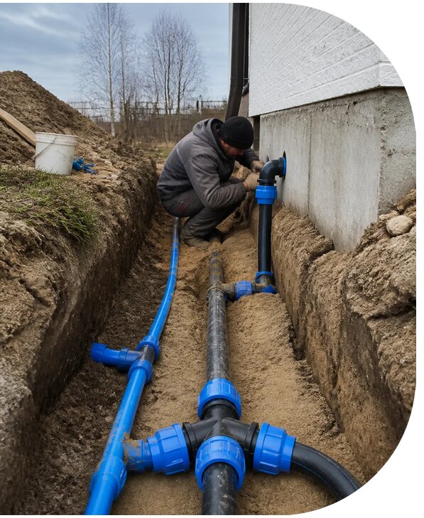 Монтаж наружного водопровода на участке под ключ в Кирове-Чепецке